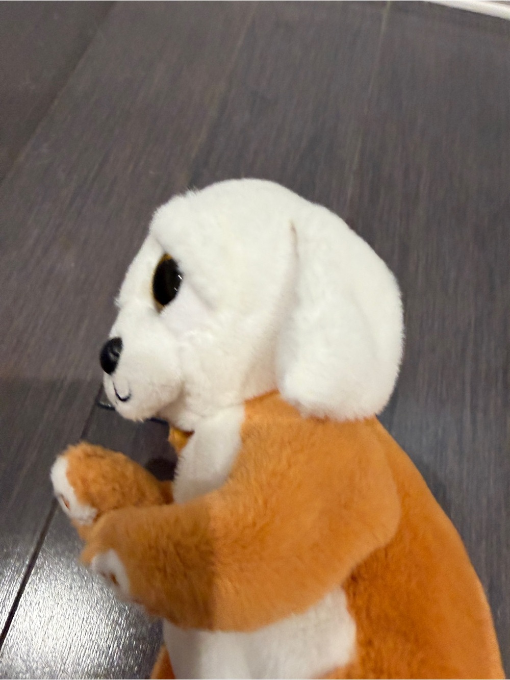 NWOT Ty Ruggles 9” in Orange White Puppy Beanie Boo Sparkly Eyes Stuffed Animal - Picture 3 of 4